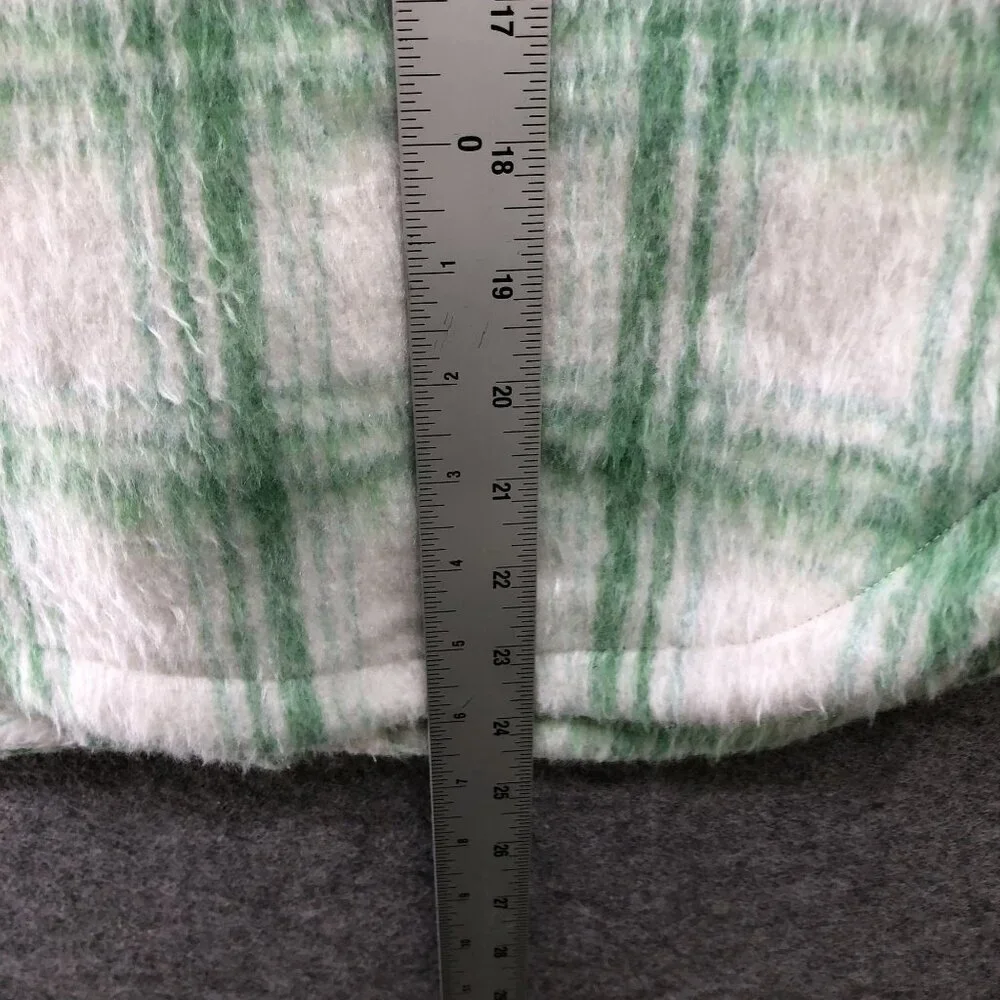 Primark Kids Girls Size 9-10 Years 140 cm Shacket Green White Plaid‎ Fuzzy Fall
